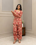Red Floral Jaal Farshi Set